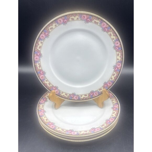 Edelstein Other - Edelstein Bavaria 2471 White Pink Floral Gold Edge 10” Dinner Plates Set Of 4